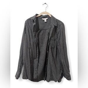Old Navy Women’s Black and White Gingham Flannel Shirt